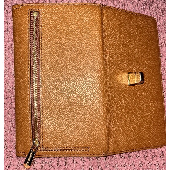 ~MICHAEL KORS Wallet Jet Set Large Continental Leather Turnlock Wallet - Tan - Picture 3 of 11